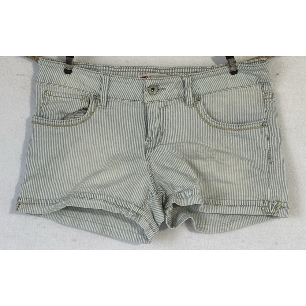 Levi's Striped Denim Jean Shorts Summer Shorty Sz 7 / 29 Engineer Retro